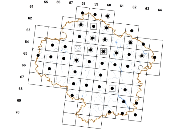 Mapa výskytu - hrachovka otupená - Pisidium subtruncatum
