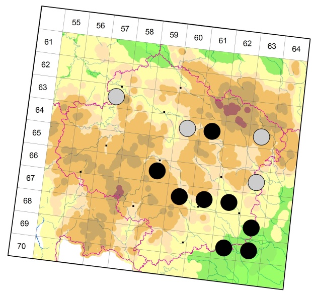 Mapa výskytu - střevlíček - Poecilus lepidus