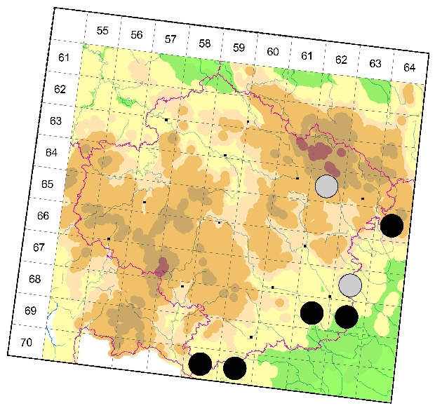 Mapa výskytu - kozlíček - Pogonocherus hispidulus