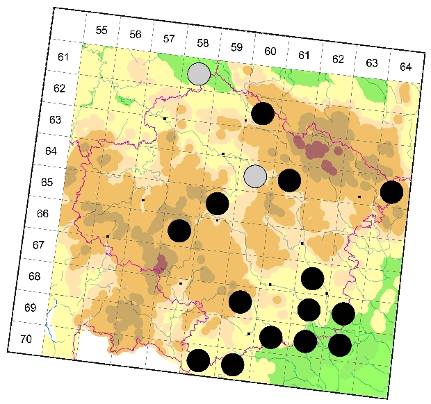 Mapa výskytu - tesařík piluna - Prionus coriarius