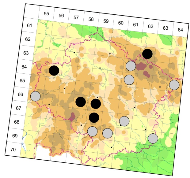 Mapa výskytu - střevlíček - Pterostichus aethiops