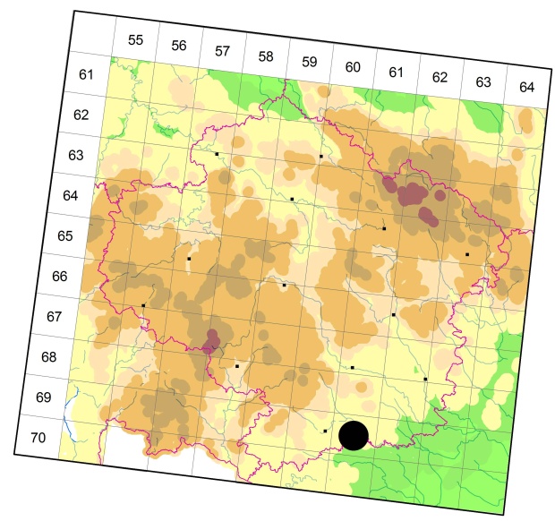 Mapa výskytu - střevlíček - Pterostichus elongatus