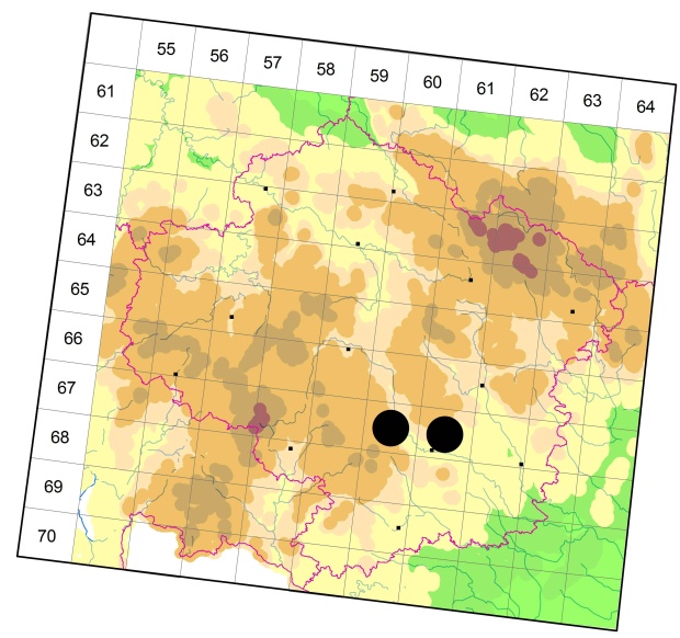 Mapa výskytu - střevlíček - Pterostichus gracilis