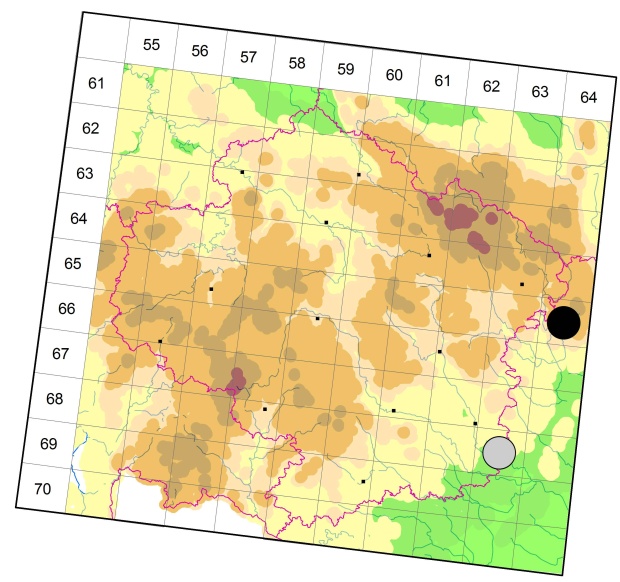 Mapa výskytu - střevlíček - Pterostichus macer