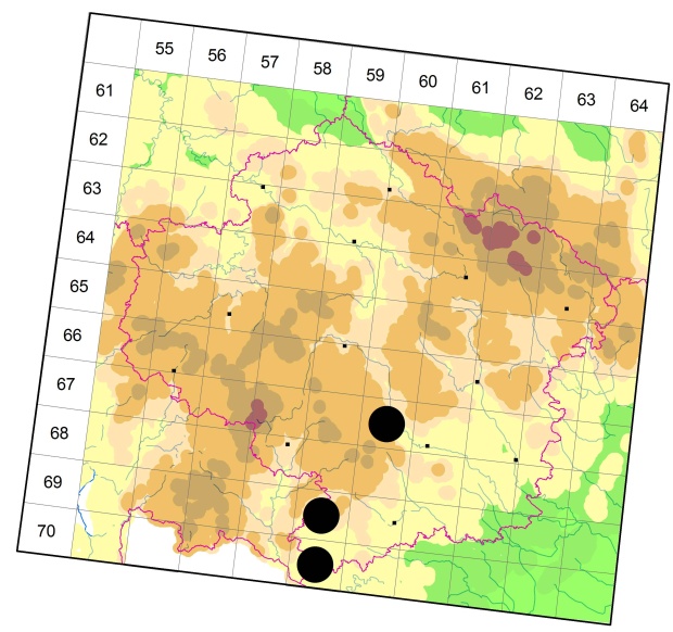 Mapa výskytu - střevlíček - Pterostichus melas