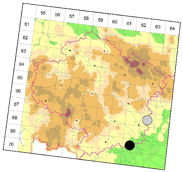 Mapa výskytu - tesařík - Ropalopus femoratus