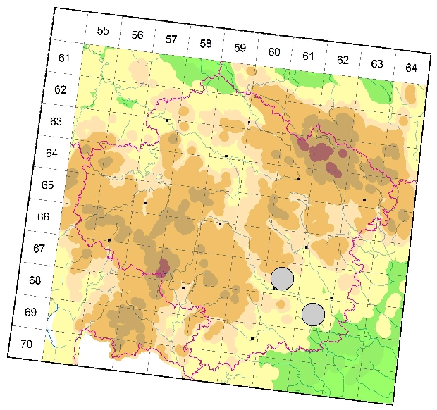 Mapa výskytu - kozlíček jilmový - Saperda punctata