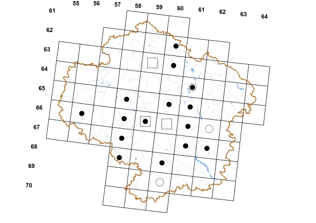 Mapa výskytu - lištovka lesklá - Segmentina nitida
