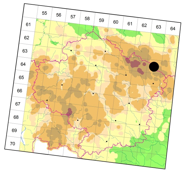 Mapa výskytu - střevlíček - Sericoda quadripunctata