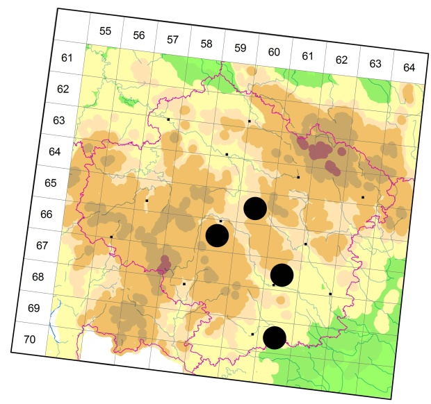 Mapa výskytu - střevlíček - Stenolophus skrimshiranus