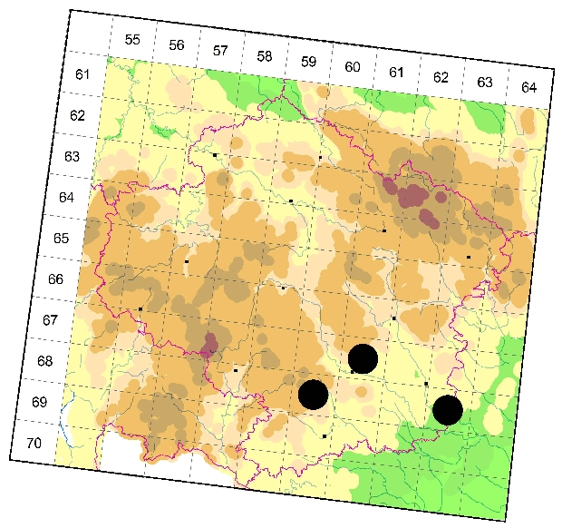 Mapa výskytu - tesařík - Stenopterus rufus