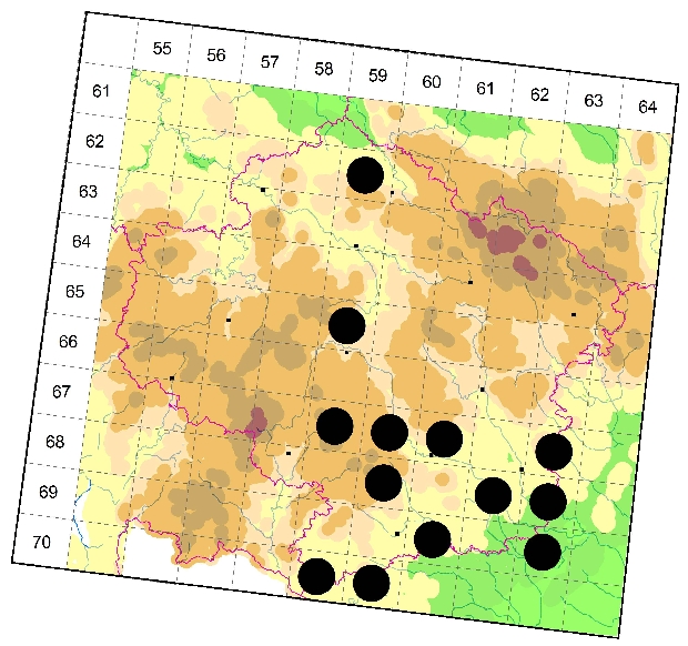 Mapa výskytu - kozlíček - Stenostola dubia