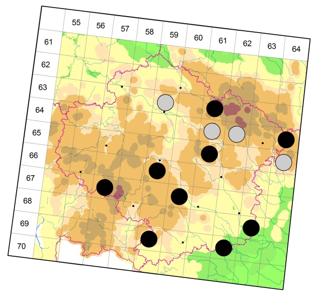 Mapa výskytu - střevlíček - Stomis pumicatus
