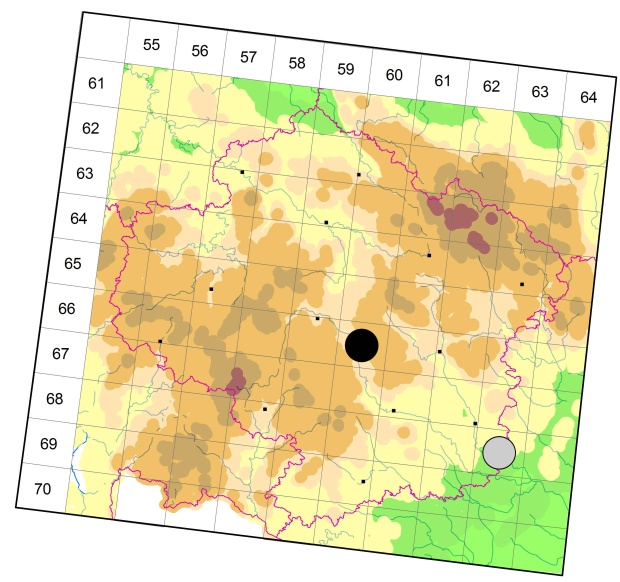 Mapa výskytu - střevlíček - Tachys micros