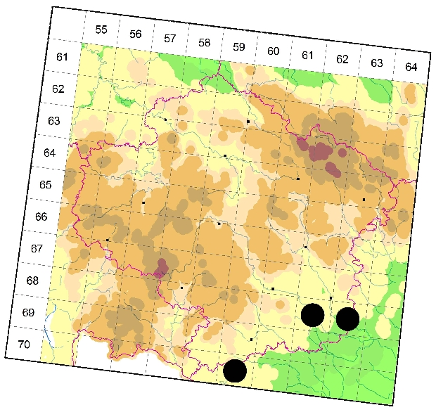 Mapa výskytu - pokoutník ocasatý - Textrix denticulata