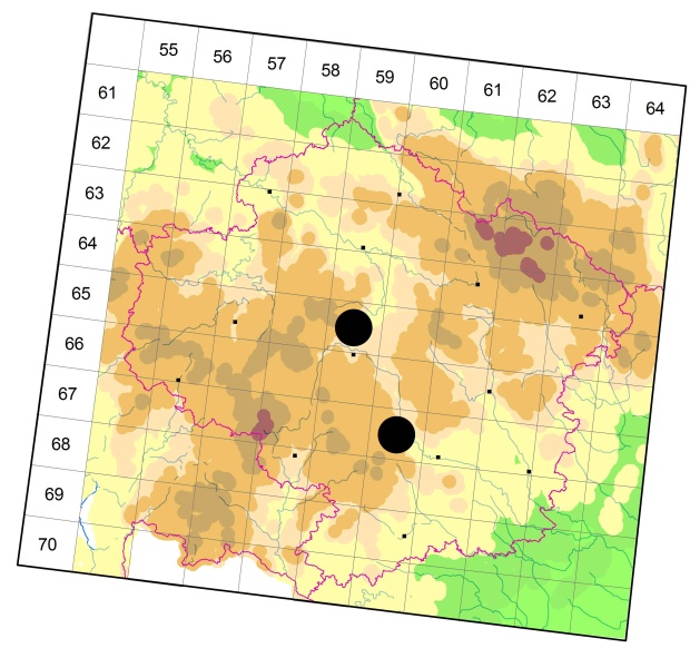 Mapa výskytu - střevlíček - Trechoblemus micros