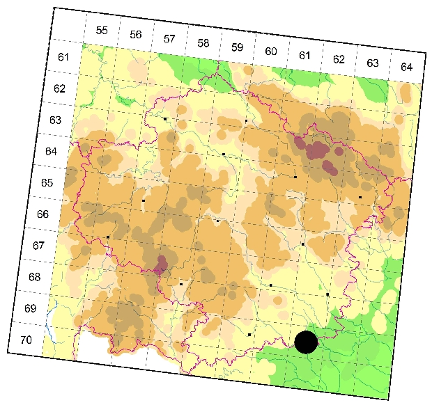 Mapa výskytu - tesařík - Xylotrechus pantherinus